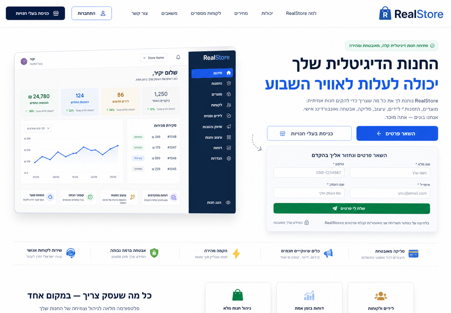 תצוגה מקצועית של מערכת RealStore לניהול חנות דיגיטלית
